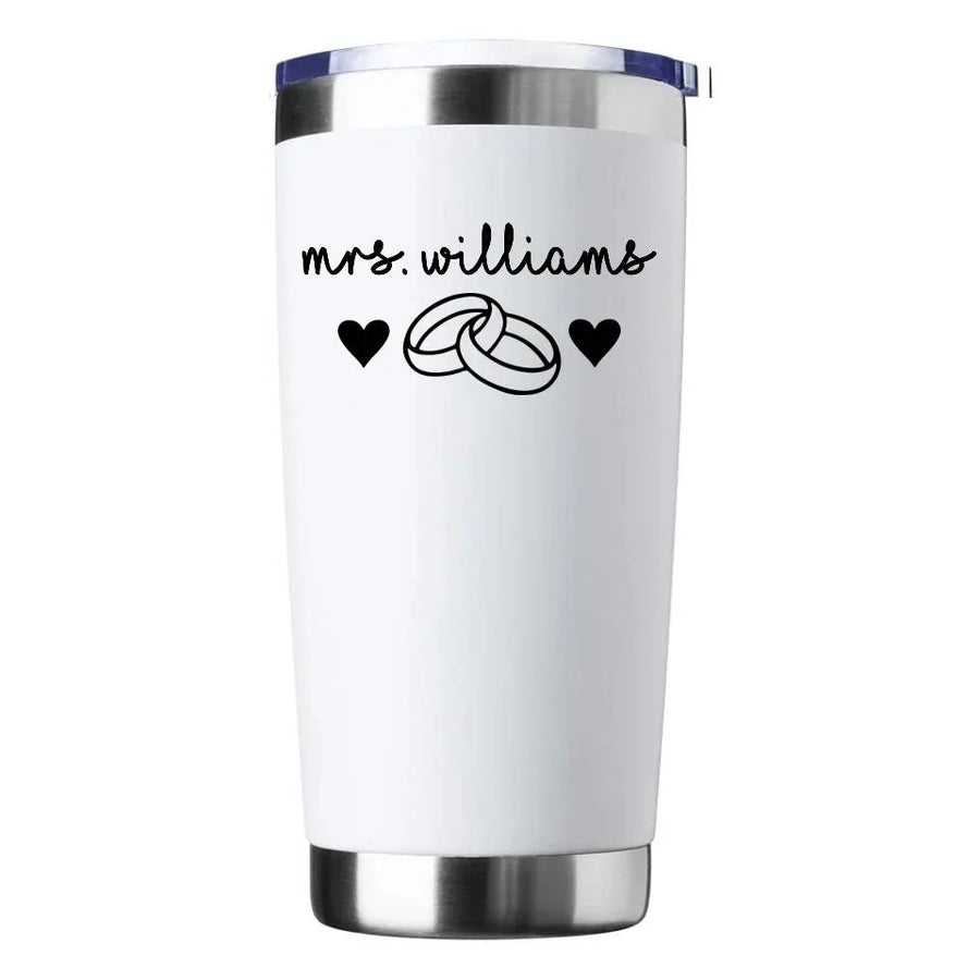 Mrs Personalized With Rings Tumbler