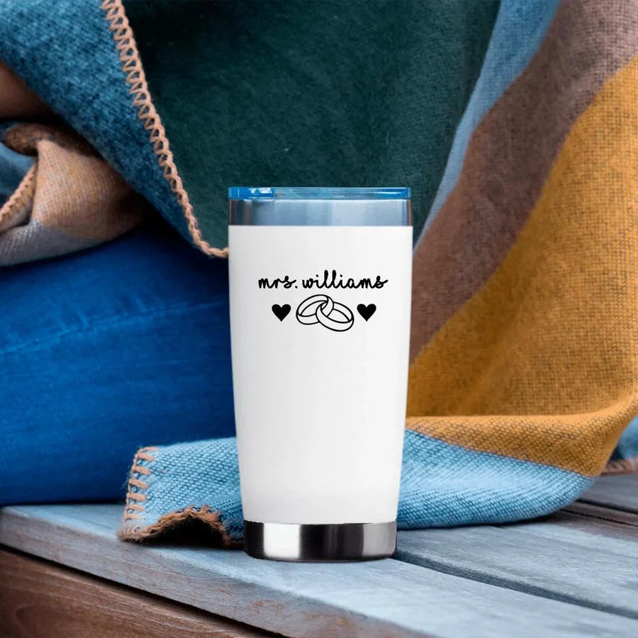Mrs Personalized With Rings Tumbler