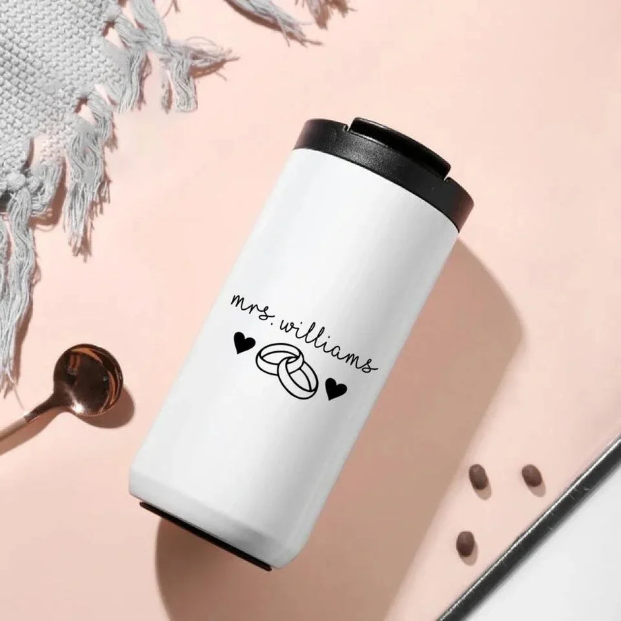 Mrs Personalized With Rings 14oz Coffee Tumbler