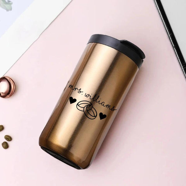 Vaso de café de 14 oz personalizado con anillos de señora