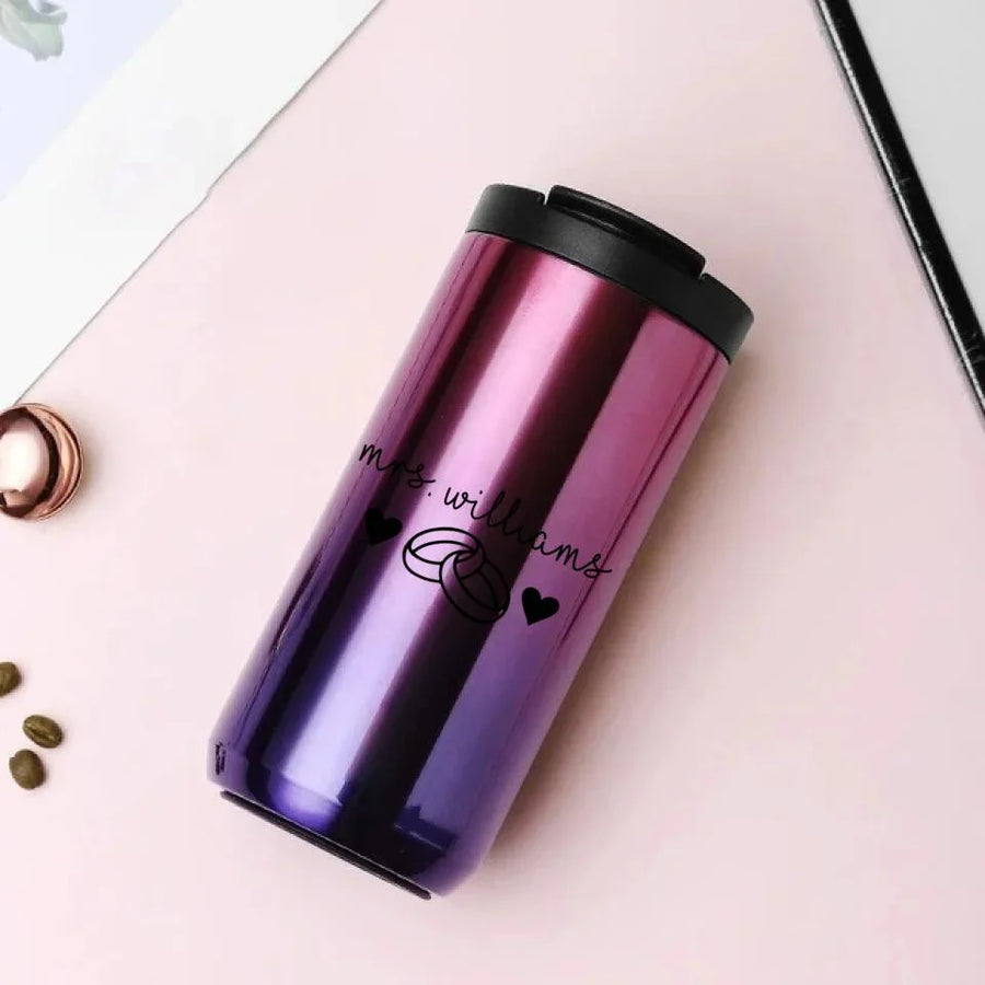 Mrs Personalized With Rings 14oz Coffee Tumbler