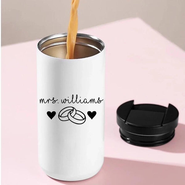 Vaso de café de 14 oz personalizado con anillos de señora