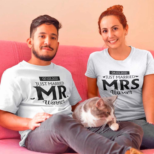Just Married Shirts – Mr & Mrs Matching Honeymoon Tees