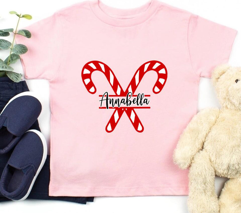 Christmas Candy Cane Family Personalized Tee