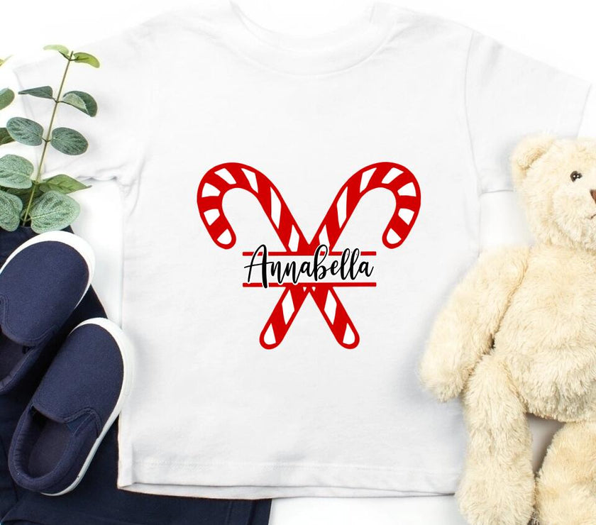 Christmas Candy Cane Family Personalized Tee