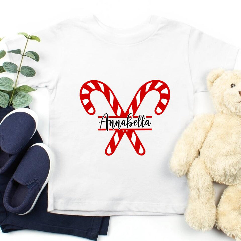 Christmas Candy Cane Family Personalized Tee