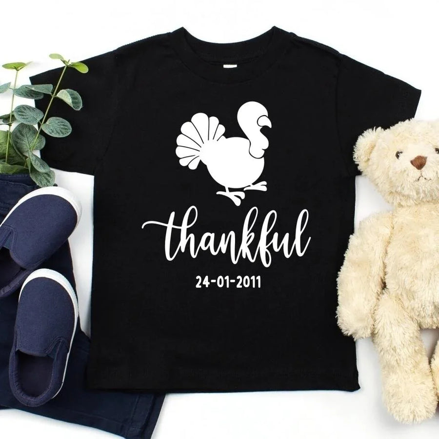 Camisetas familiares personalizadas "Gracias por ti" para el Día de Acción de Gracias
