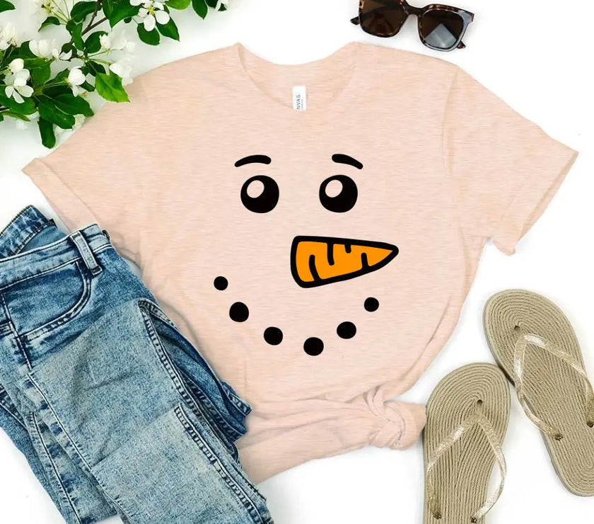 Snowman Couple Tee peach