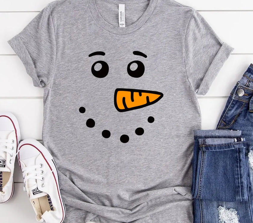 Snowman Couple Tee Gray