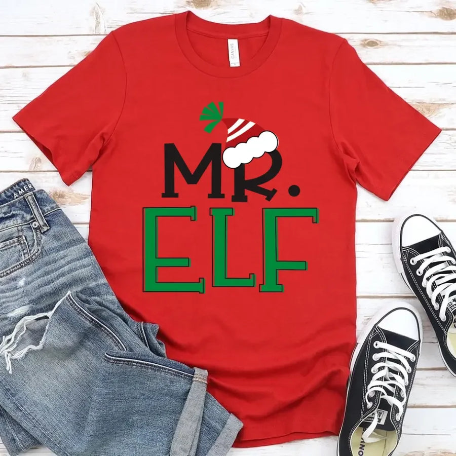 Mr And Mrs Elf Raised By Elves Family Tee
