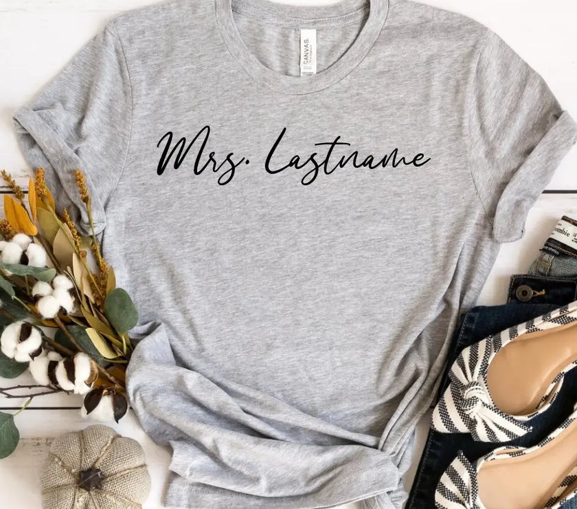 Mrs. Personalized Last Name Crewneck Top