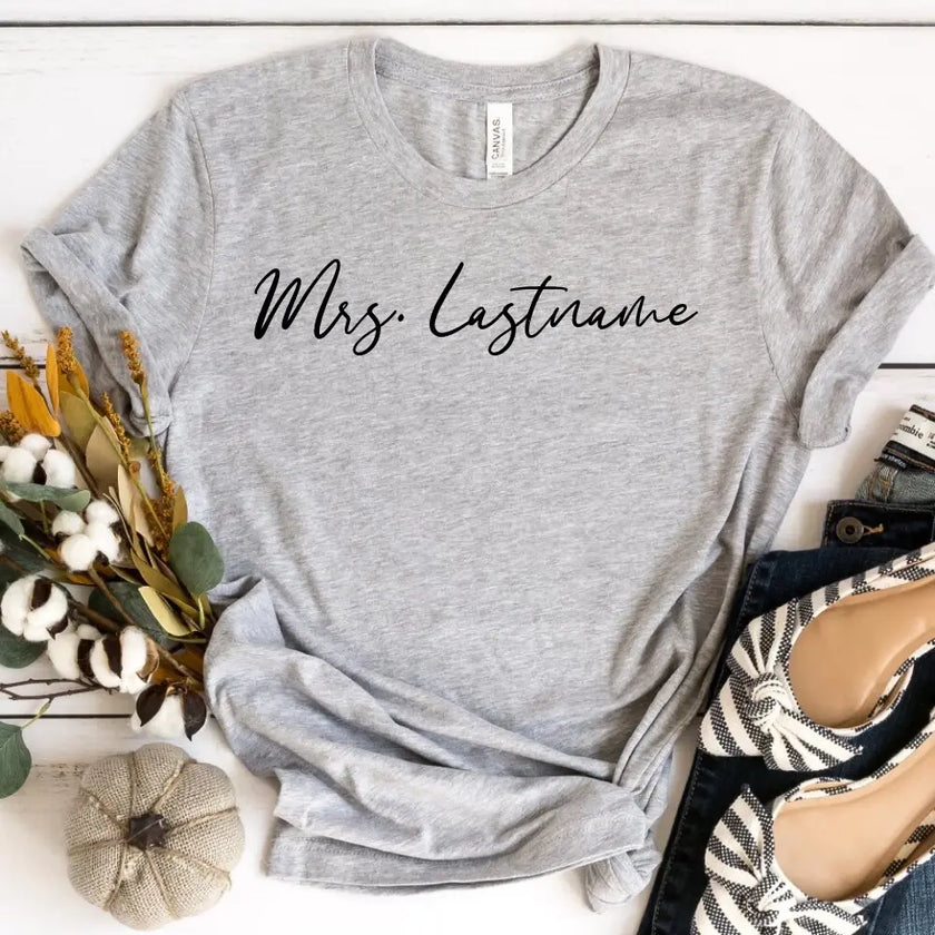 Mrs. Personalized Last Name Crewneck Top