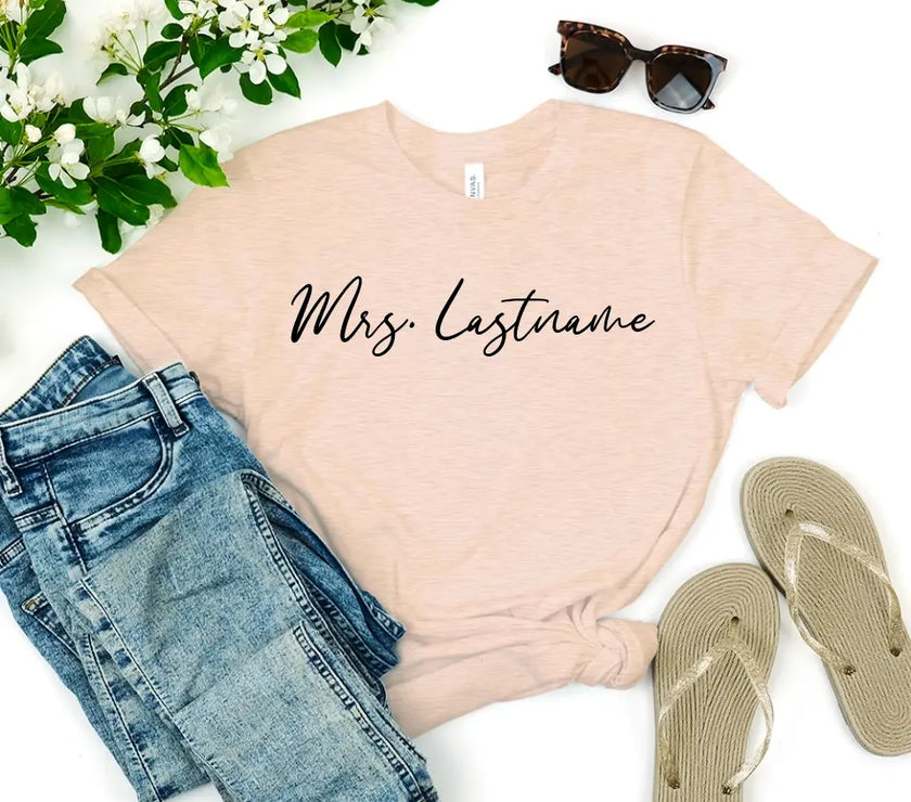 Mrs. Personalized Last Name Crewneck Top