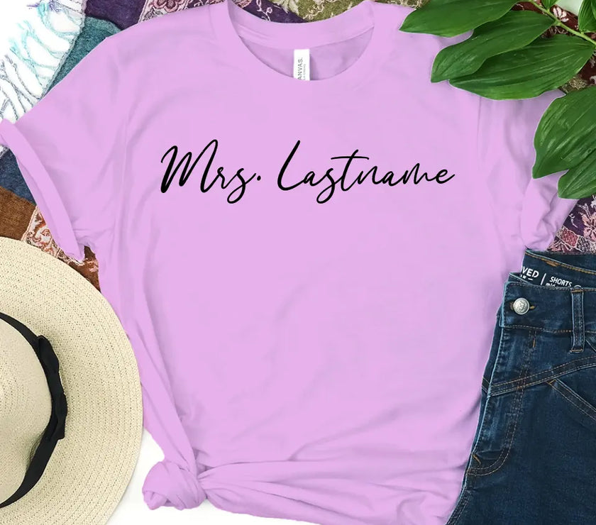 Mrs. Personalized Last Name Crewneck Top