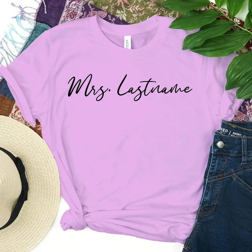 Mrs. Personalized Last Name Crewneck Top