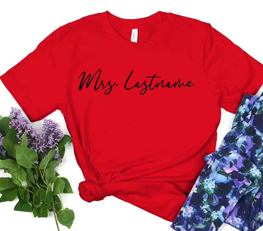 Mrs. Personalized Last Name Crewneck Top