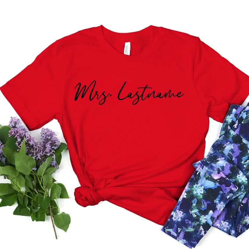 Mrs. Personalized Last Name Crewneck Top