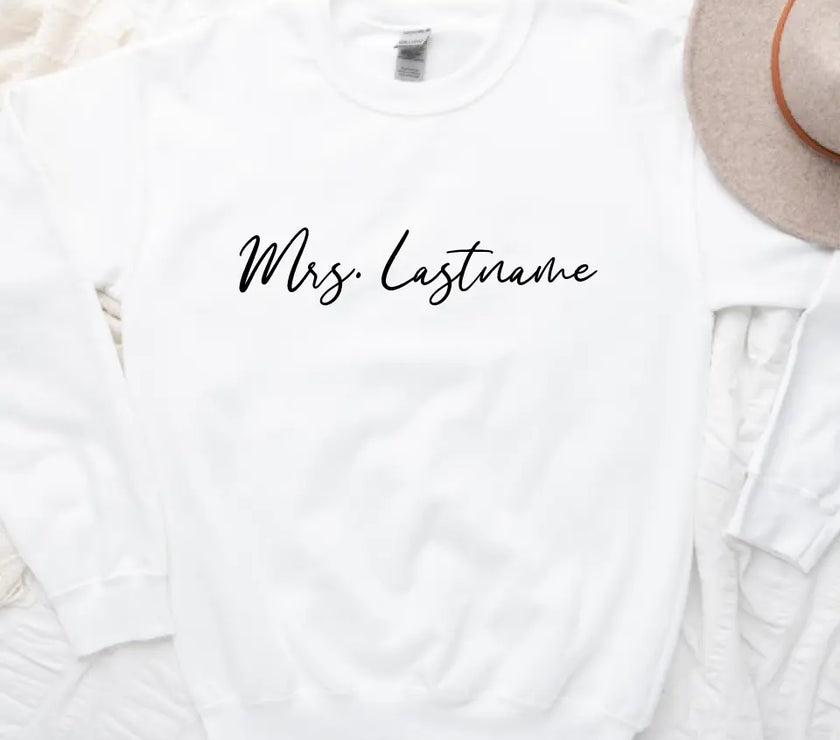 Mrs. Personalized Last Name Crewneck Top