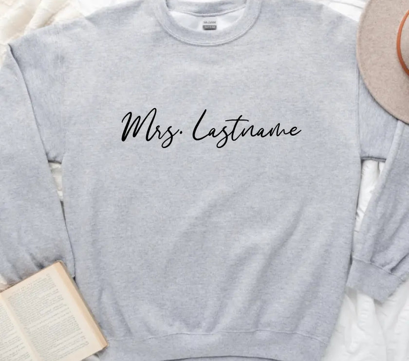 Mrs. Personalized Last Name Crewneck Top