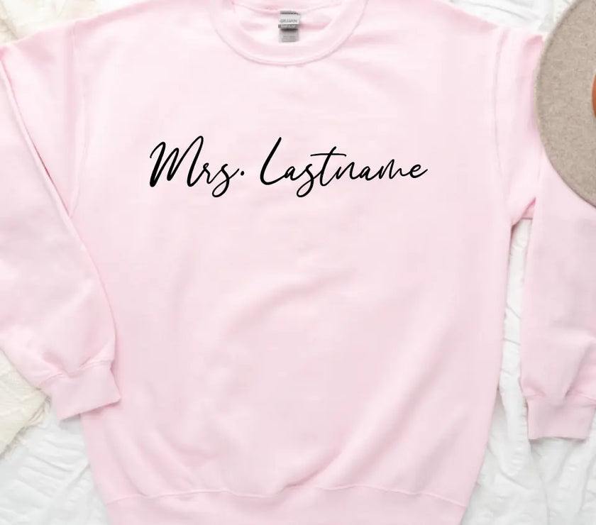 Mrs. Personalized Last Name Crewneck Top