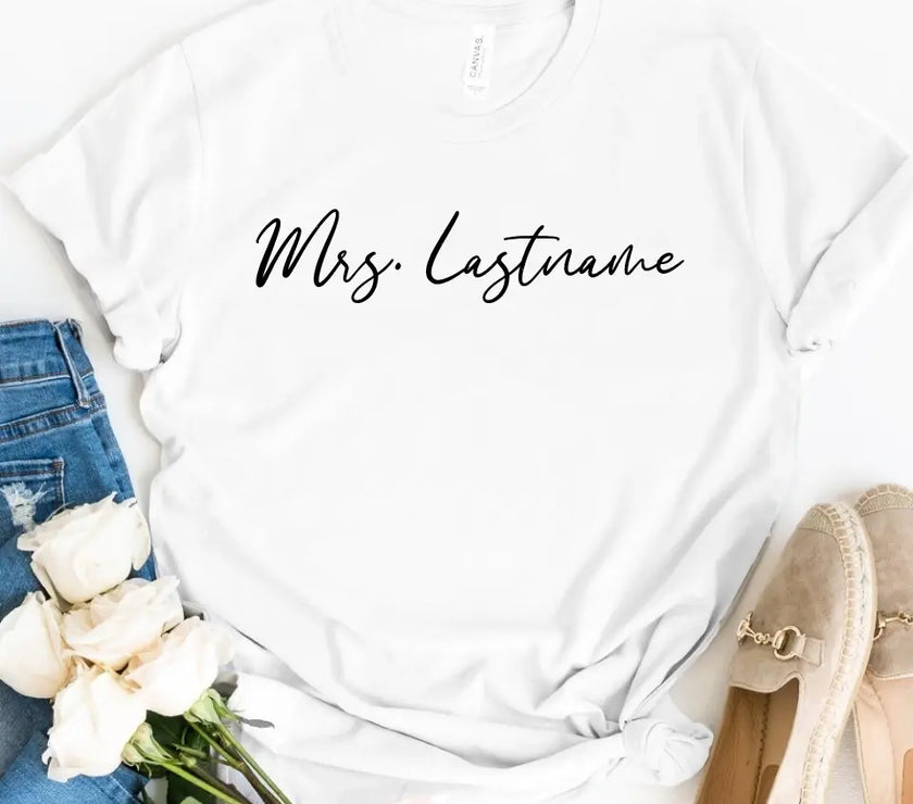 Mrs. Personalized Last Name Crewneck Top