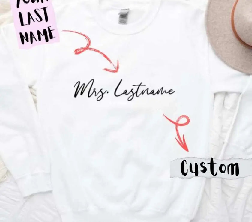 Mrs. Personalized Last Name Crewneck Top