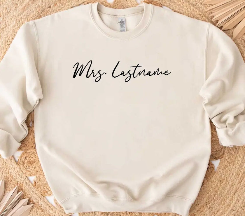 Mrs. Personalized Last Name Crewneck Top