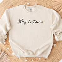 Mrs. Personalized Last Name Crewneck Top