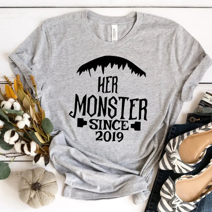 Her Monster Since 2019 Grey Halloween Shirt
