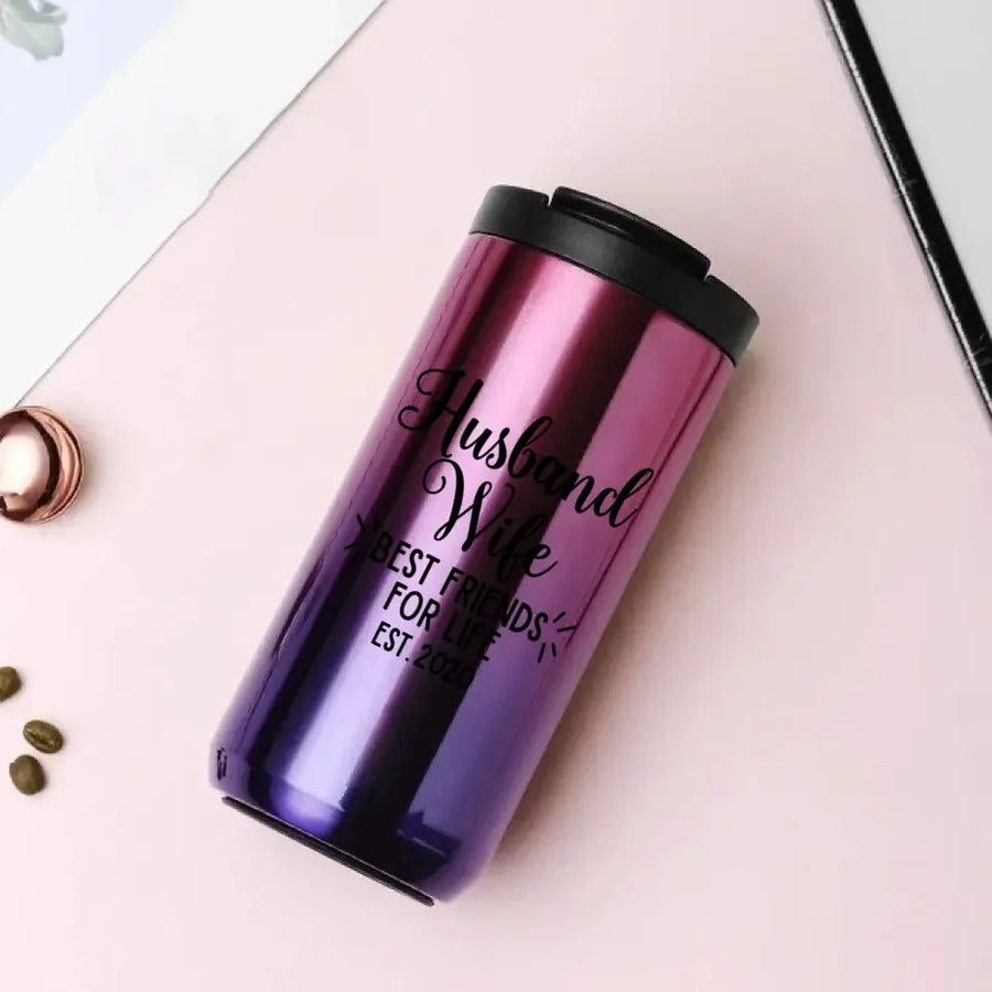 Vaso de café personalizado de 14 oz "Marido, esposa, mejores amigos" 