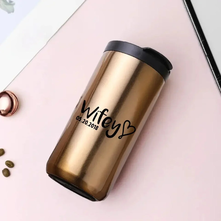 Hubby & Wifey Personalized 14oz Coffee Tumbler
