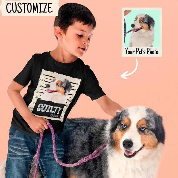 Camiseta personalizada con foto de la ficha policial de tu mascota