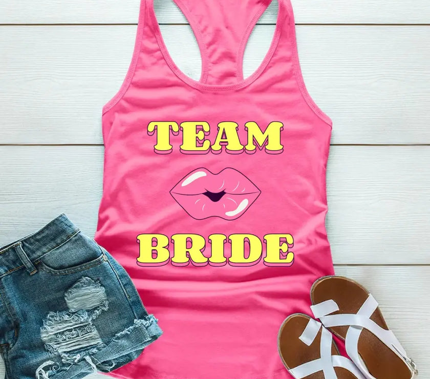 🍾 Team Bride & The Bride 💍 Bachelorette Party Matching Tank Tops