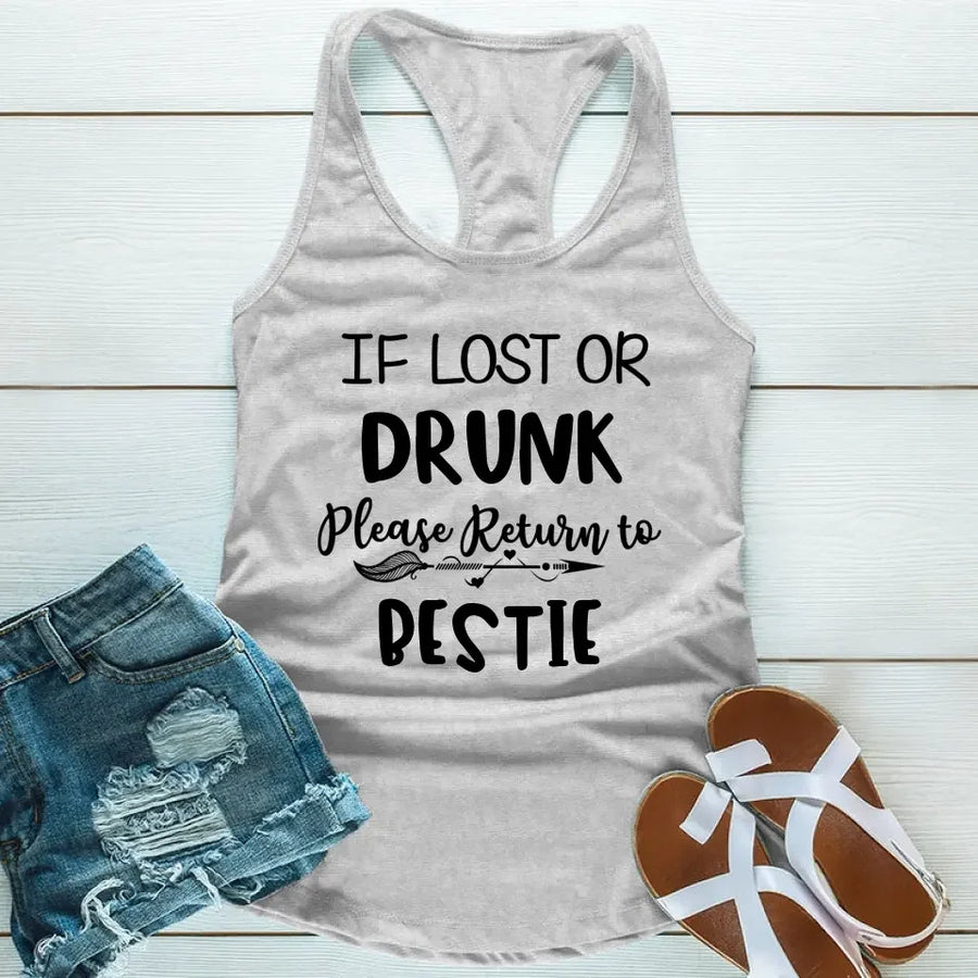 Si se pierde o se emborracha, devuélvalo a la celebración de mejores amigas. Camiseta sin mangas