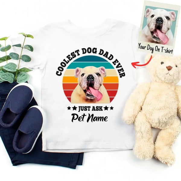 Personalized Coolest Dog Dad Ever Custom Dog Photo T-shirt