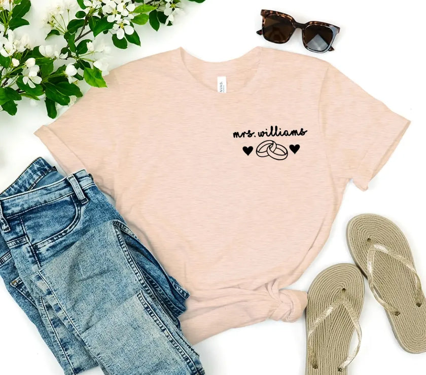 Mrs Personalized With Ring Tee