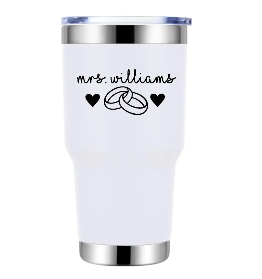 Mrs Personalized With Rings Tumbler