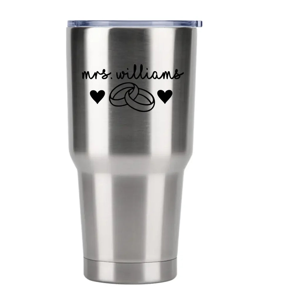 Mrs Personalized With Rings Tumbler