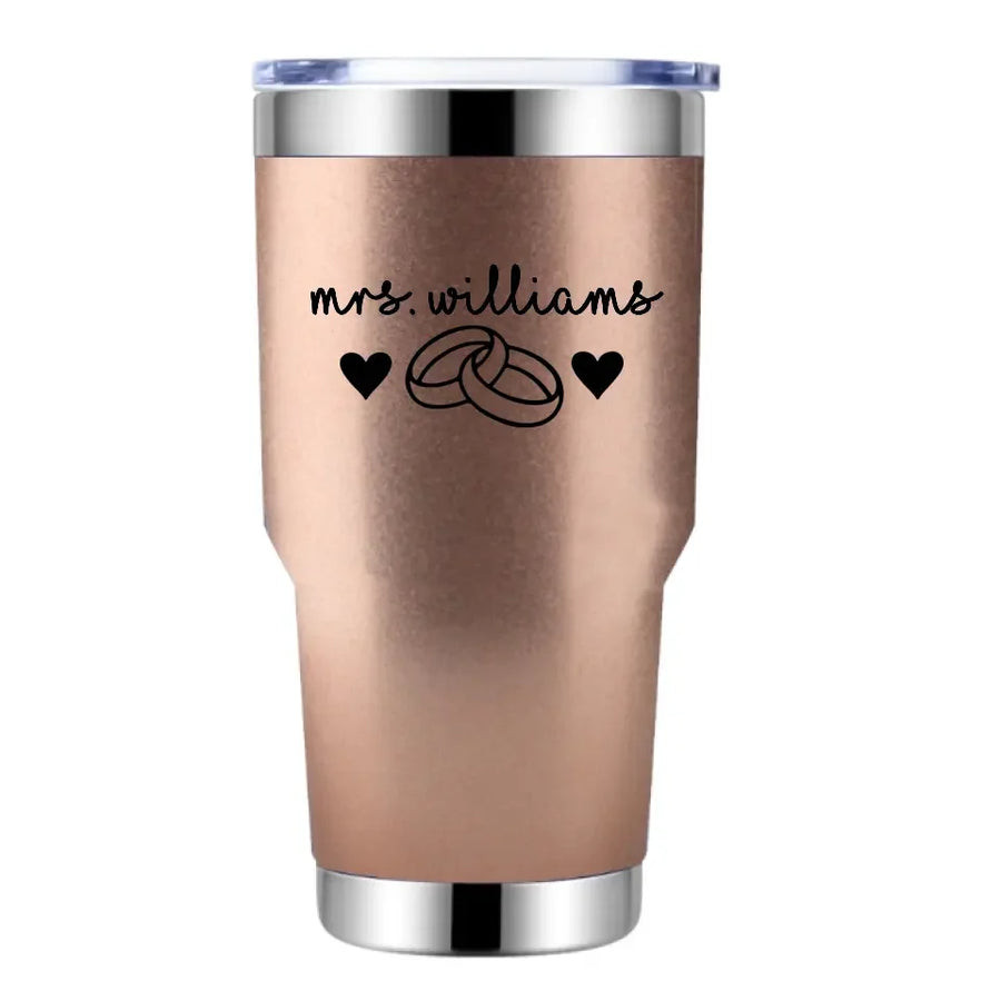 Mrs Personalized With Rings Tumbler