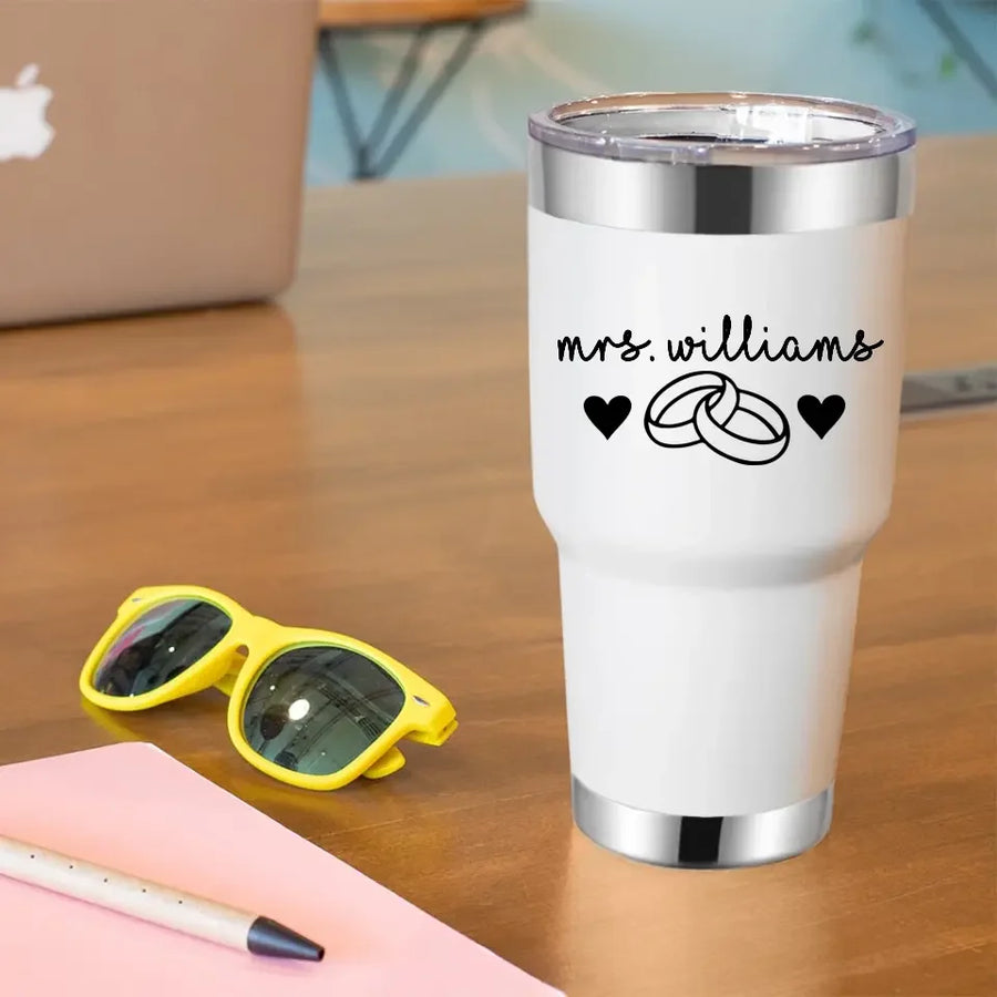 Mrs Personalized With Rings Tumbler