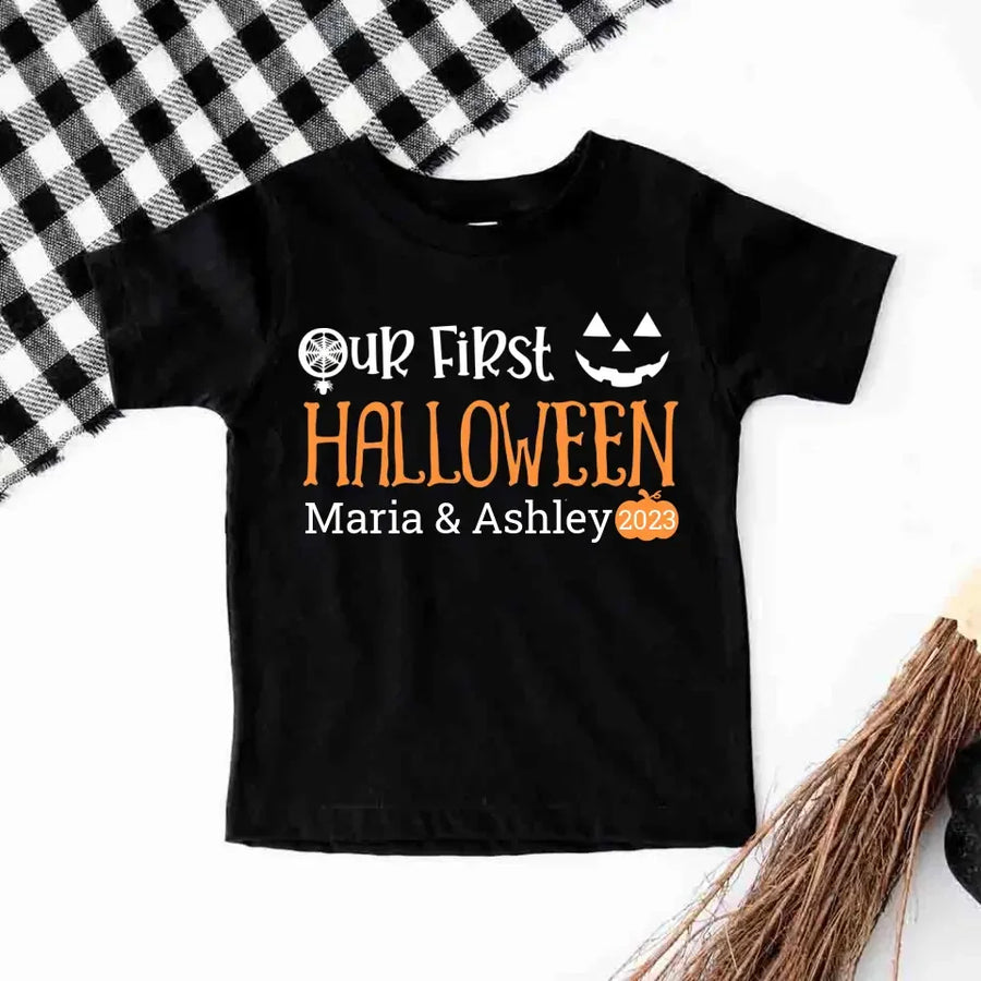 Our First Halloween Mommy & Me Personalized Black T-Shirt