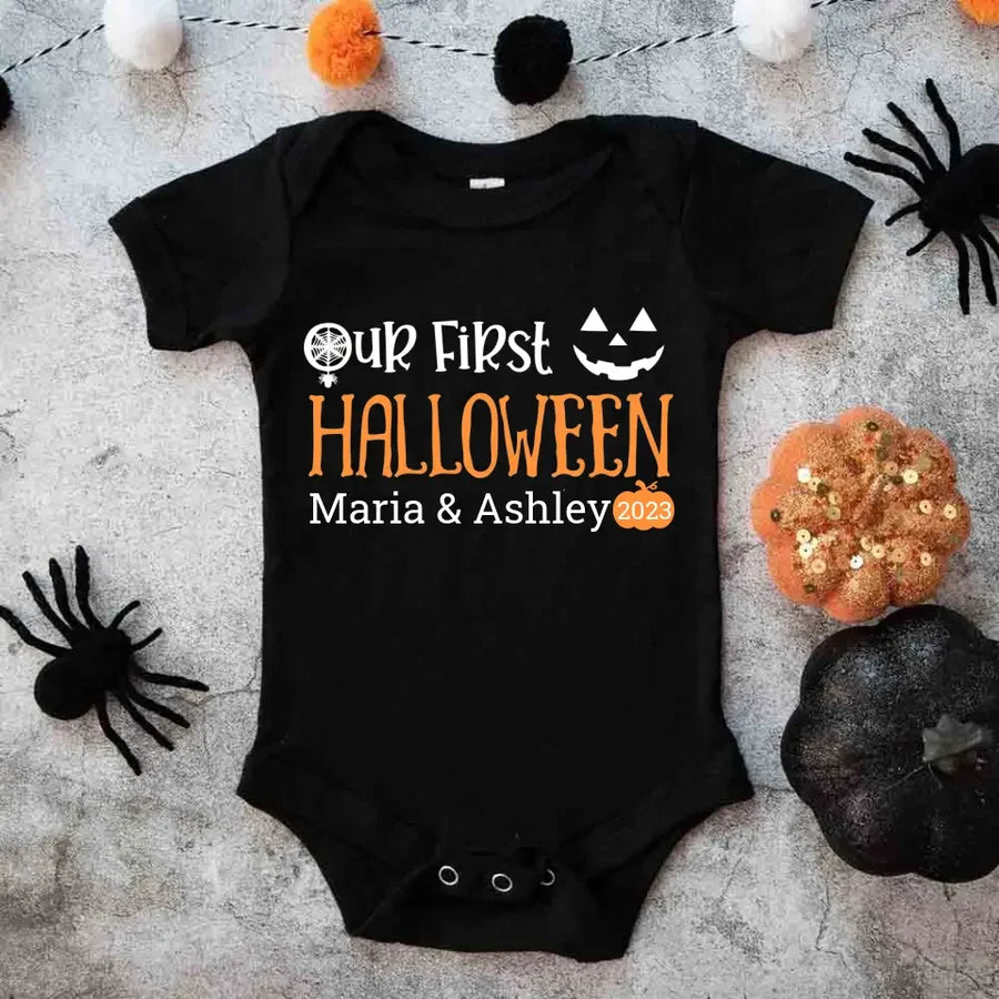 Our First Halloween Mommy & Me Personalized Black T-Shirt