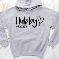 Matching Hubby & Wifey Hoodie, Sweatshirt, & Long Sleeve – Personalized Wedding Date
