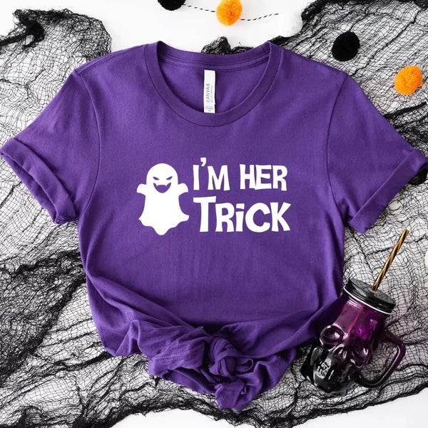 Camisetas de Halloween para parejas: "Él pide dulces" y "ella pide dulces"