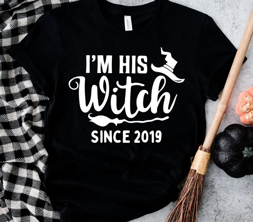 His Witch Her Boo Halloween Couples Tee