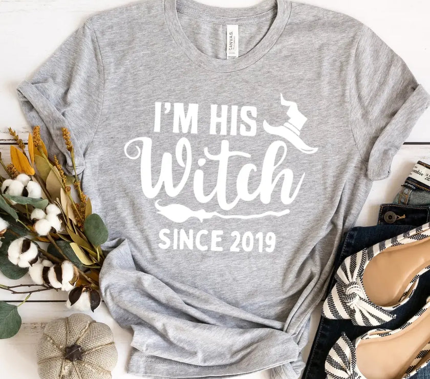 His Witch Her Boo Halloween Couples Tee