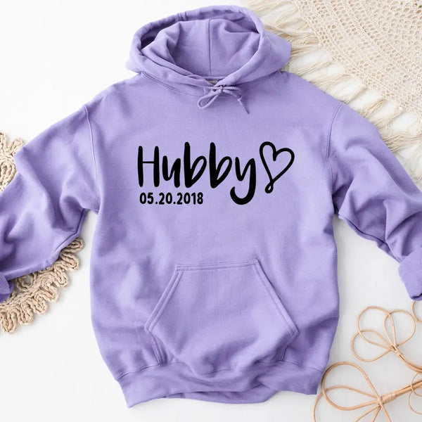 Matching Hubby & Wifey Hoodie, Sweatshirt, & Long Sleeve – Personalized Wedding Date