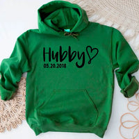 Matching Hubby & Wifey Hoodie, Sweatshirt, & Long Sleeve – Personalized Wedding Date