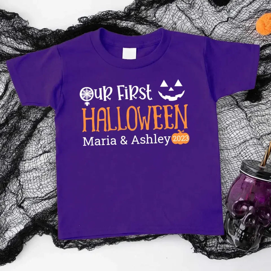 Our First Halloween Mommy & Me Personalized Black T-Shirt