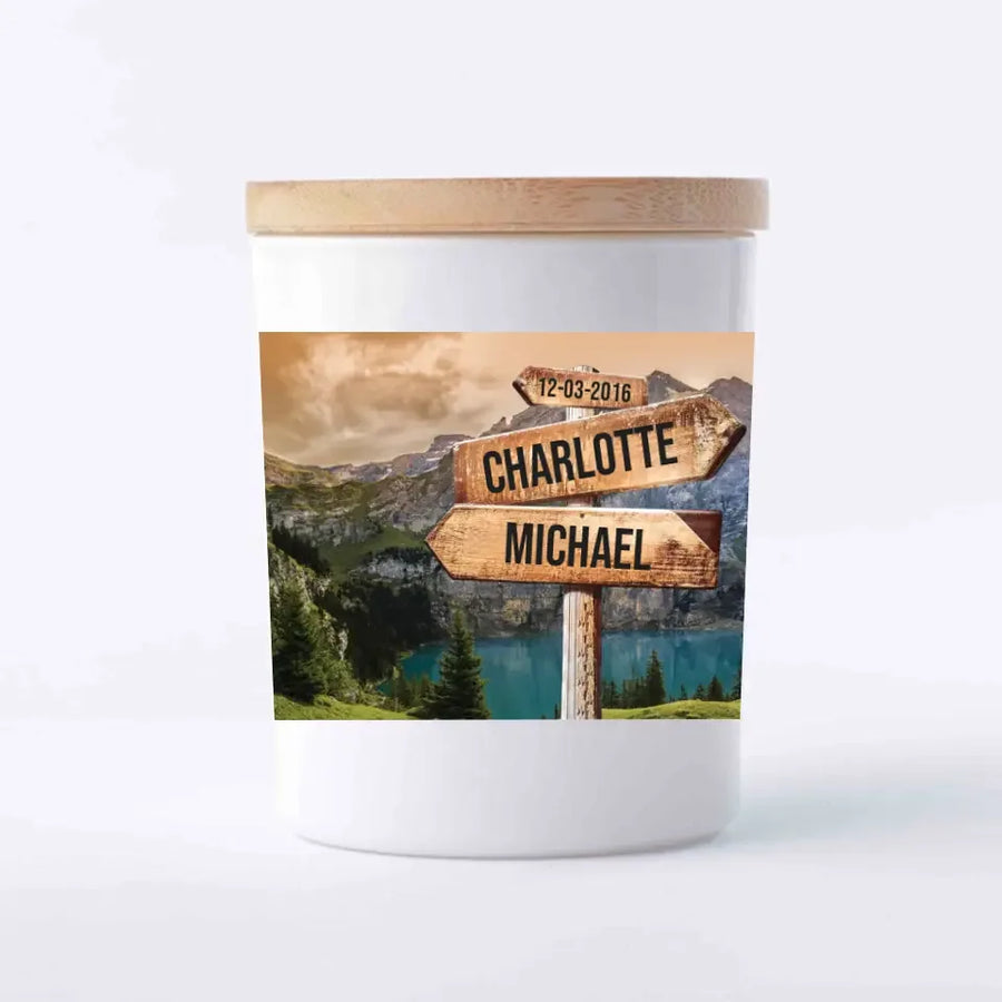 Sunset Over Mountains Couples Candle